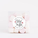 Mint to Be Personalized Wedding Favour Classic Round Sticker<br><div class="desc">Minty fresh wedding favour stickers feature "mint to be" in soft black script lettering accented with red hearts. Personalize with your names and wedding date.</div>