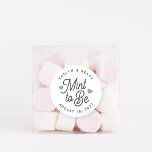 Mint to Be Personalized Wedding Favour Classic Round Sticker<br><div class="desc">Minty fresh wedding favour stickers feature "mint to be" in soft black script lettering accented with dusty blue hearts. Personalize with your names and wedding date.</div>