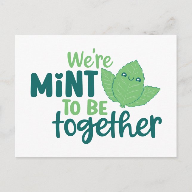 Mint To Be Together Cute Pun Funny Valentine's Day Postcard (Front)
