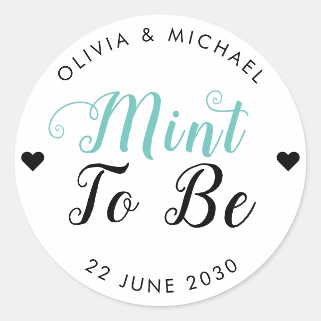 Mint To Be Wedding Candy Bar Food Favour Label (Front)