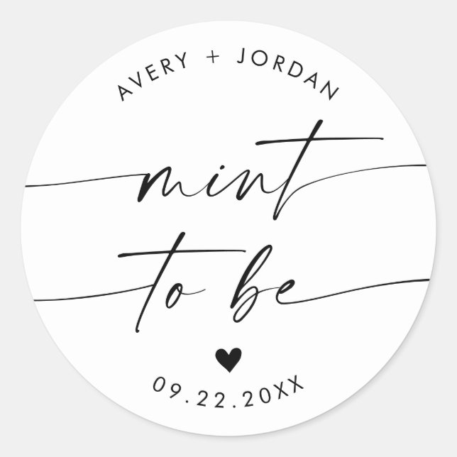 Mint to Be Wedding Favor Sticker | Mariage moderne (Devant)