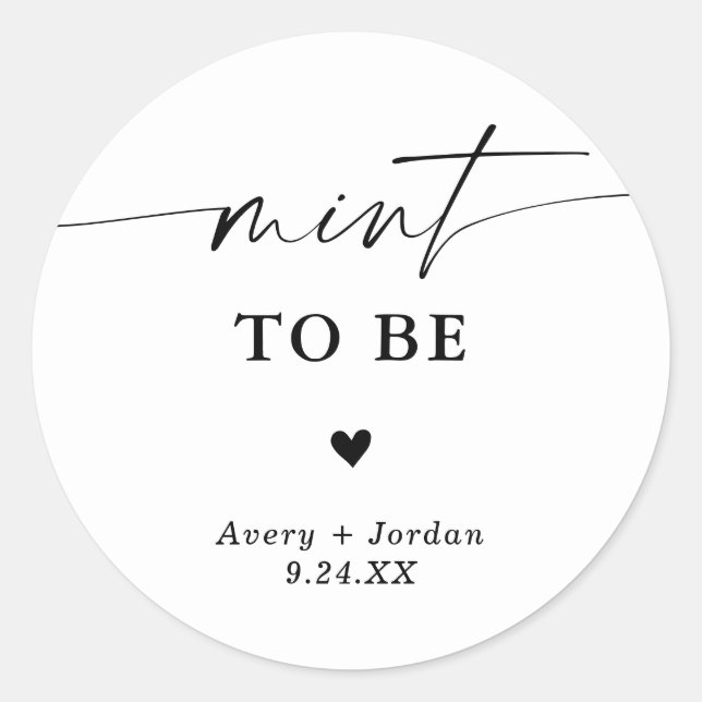 Mint to Be Wedding Favour Sticker | Modern Wedding (Front)