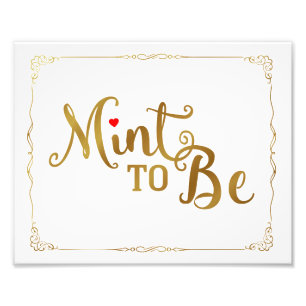 mint to be, wedding favour, wedding sign, gold photo print