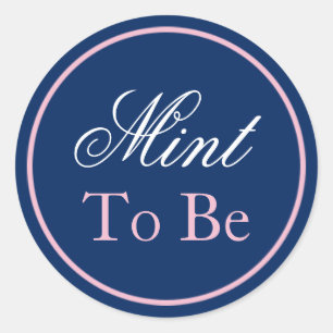 "Mint to Be" Wedding Sticker - Blush Pink/Navy