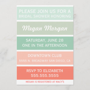 Mint to Coral Bridal Shower Invitation