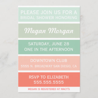 Mint to Coral Bridal Shower Invitation