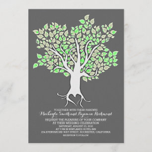 Mint tree elegant modern wedding invitations