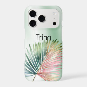 Mint Tropical Pink Green Leaf 