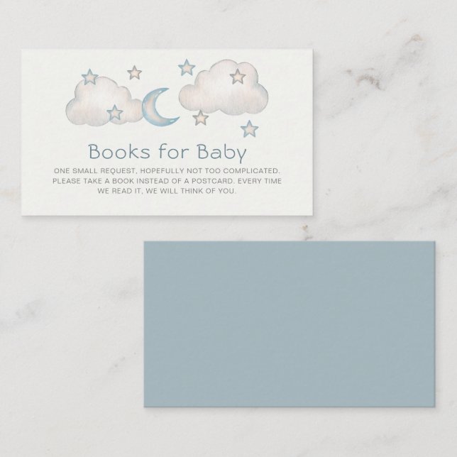 Mint Turquoise Boy Baby Shower Books for Baby Enclosure Card (Front/Back)