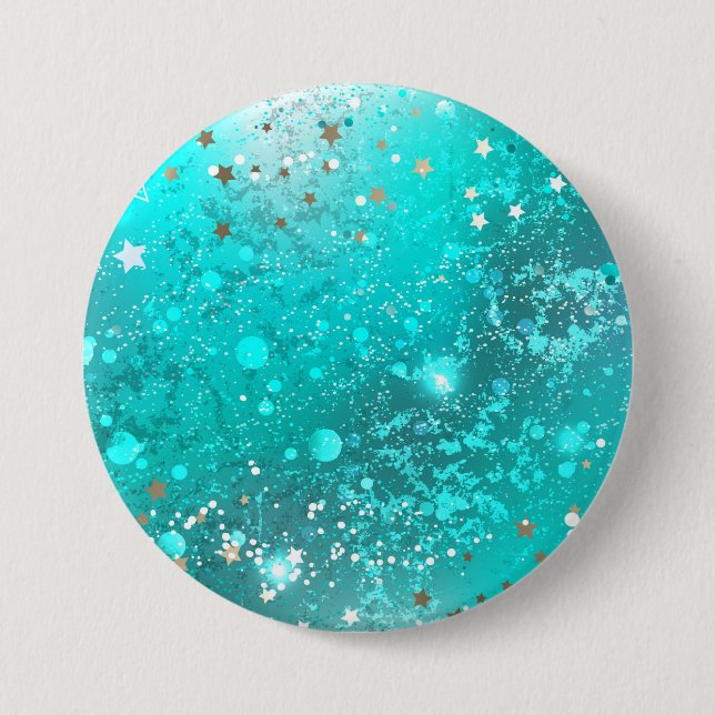 Mint Turquoise Foil Background 3 Inch Round Button (Front)