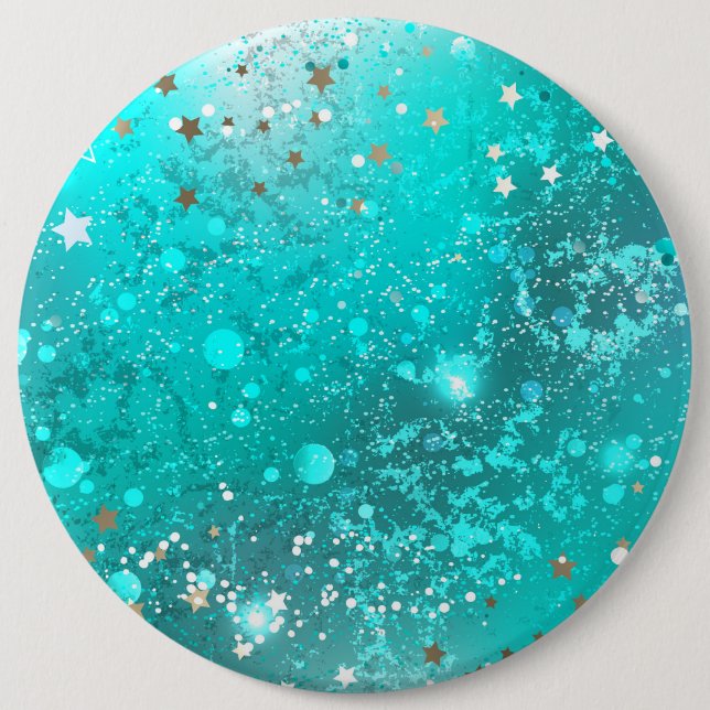 Mint Turquoise Foil Background 6 Inch Round Button (Front)
