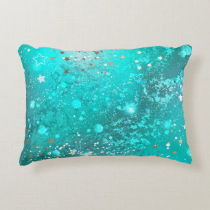 Mint Turquoise Foil Background Accent Pillow