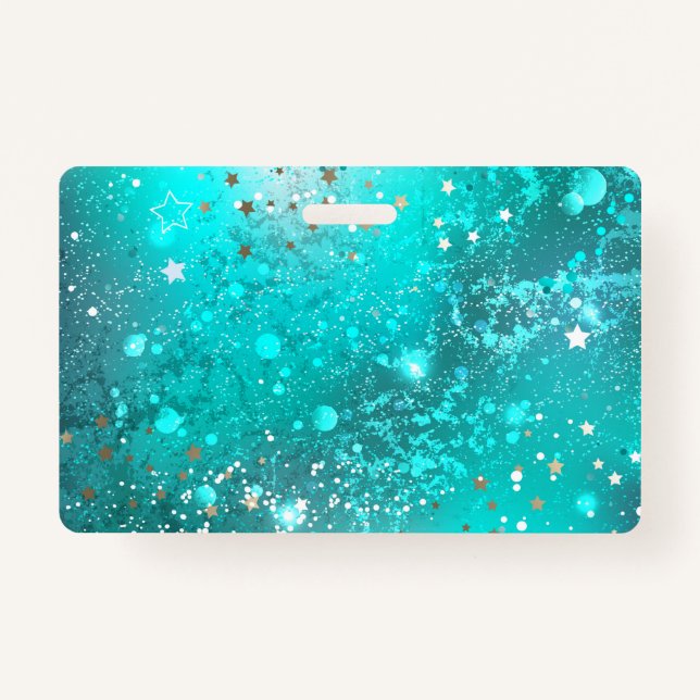 Mint Turquoise Foil Background Badge (Front)