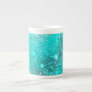 Mint Turquoise Foil Background Bone China Mug