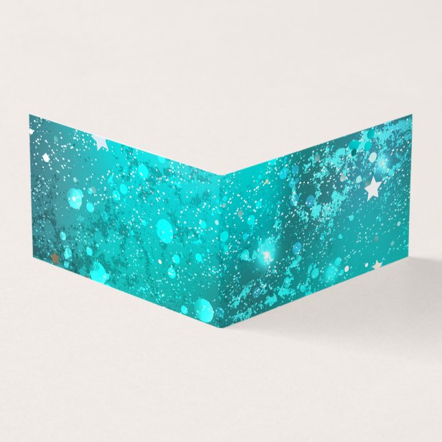 Mint Turquoise Foil Background Business Card (Outside)