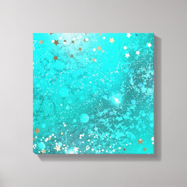 Mint Turquoise Foil Background Canvas Print (Front)