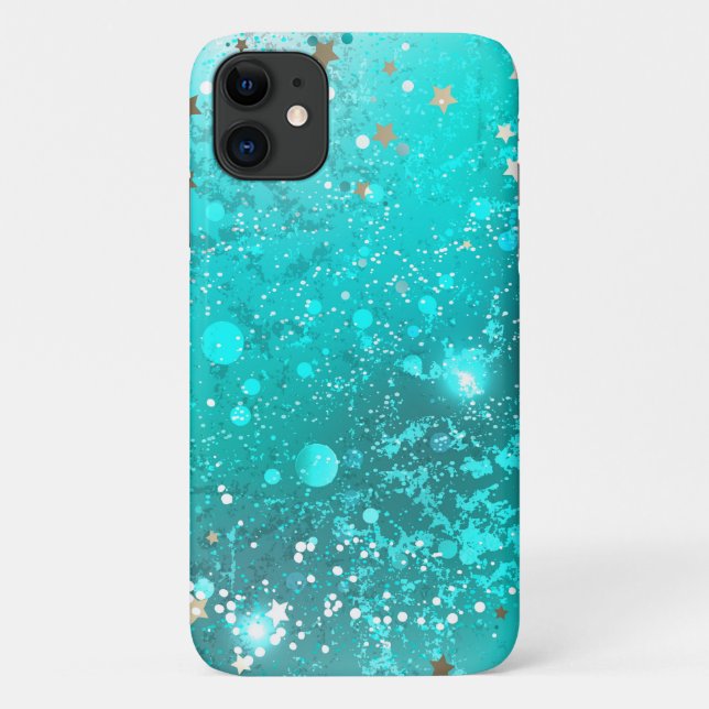 Mint Turquoise Foil Background Case-Mate iPhone Case (Back)