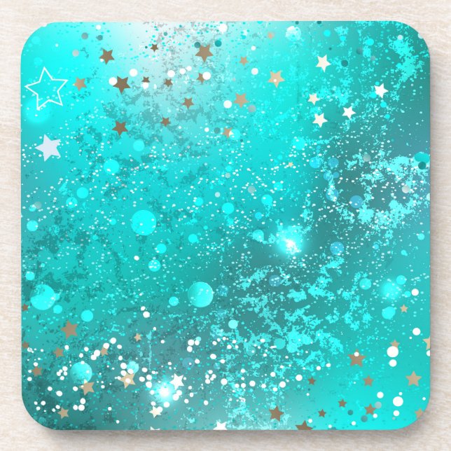 Mint Turquoise Foil Background Coaster (Front)