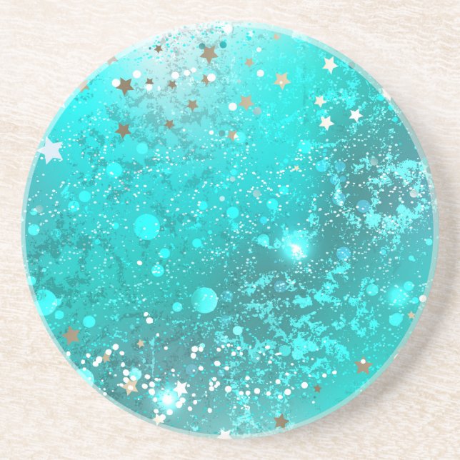 Mint Turquoise Foil Background Coaster (Front)