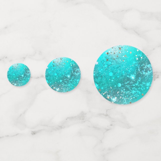 Mint Turquoise Foil Background Confetti (Fronts)