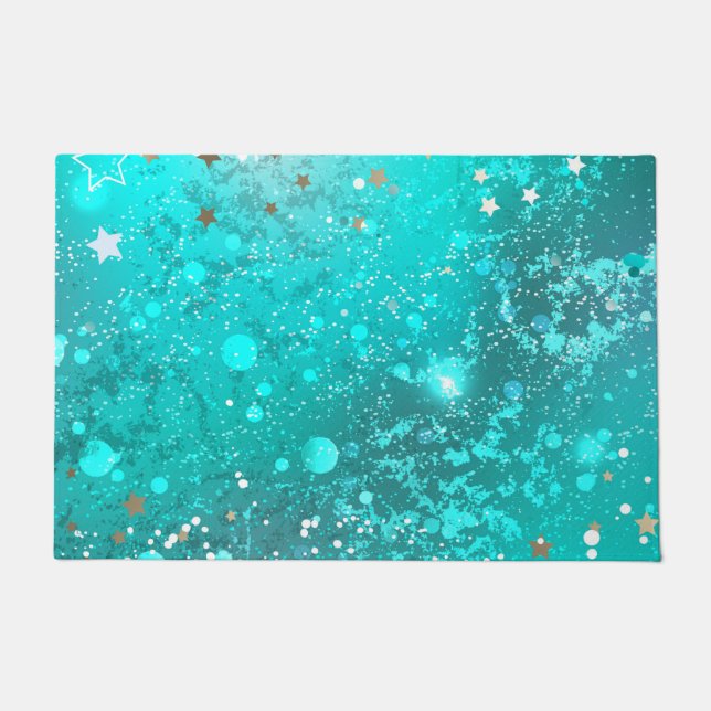 Mint Turquoise Foil Background Doormat (Front)