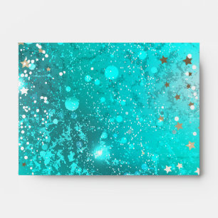 Mint Turquoise Foil Background Envelope