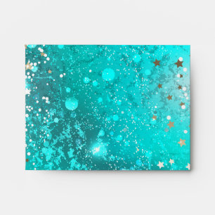 Mint Turquoise Foil Background Envelope