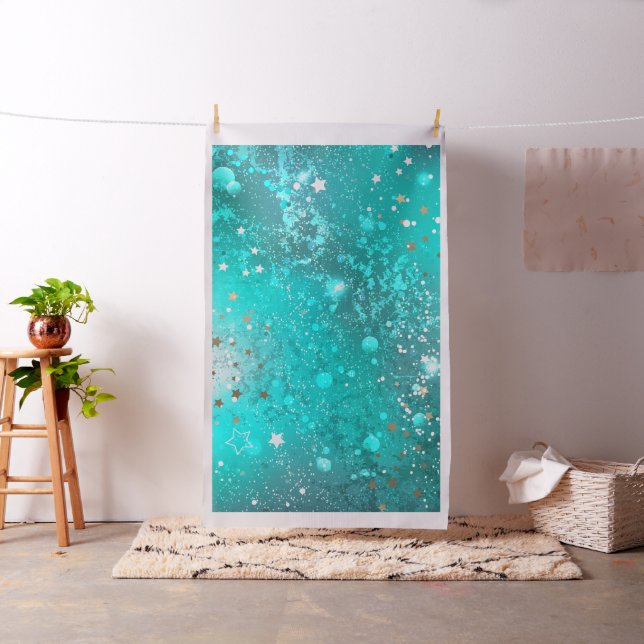 Mint Turquoise Foil Background Fabric (In Situ)