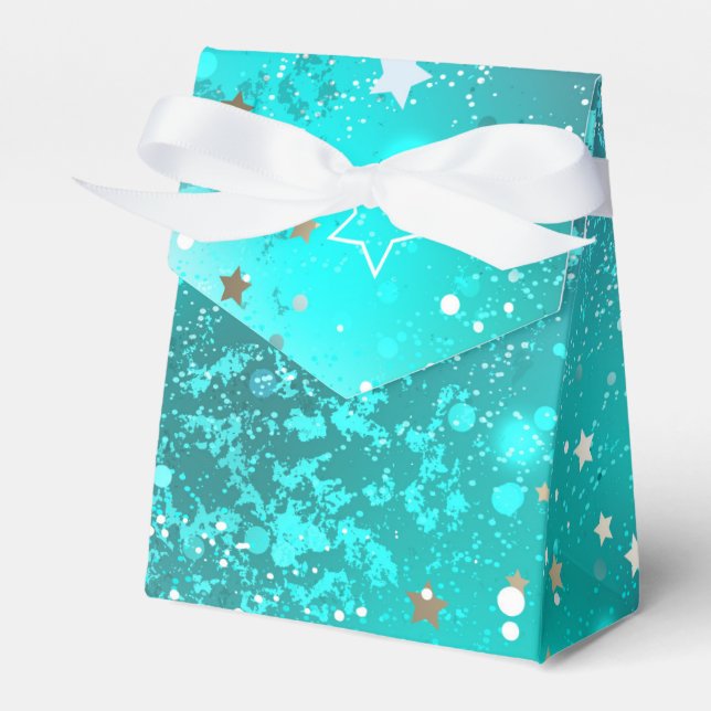 Mint Turquoise Foil Background Favor Box (Front Side)