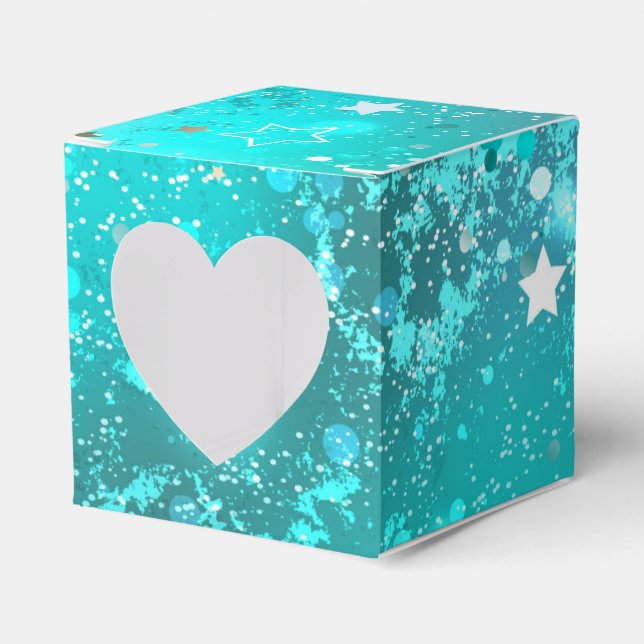 Mint Turquoise Foil Background Favor Box (Front Side)