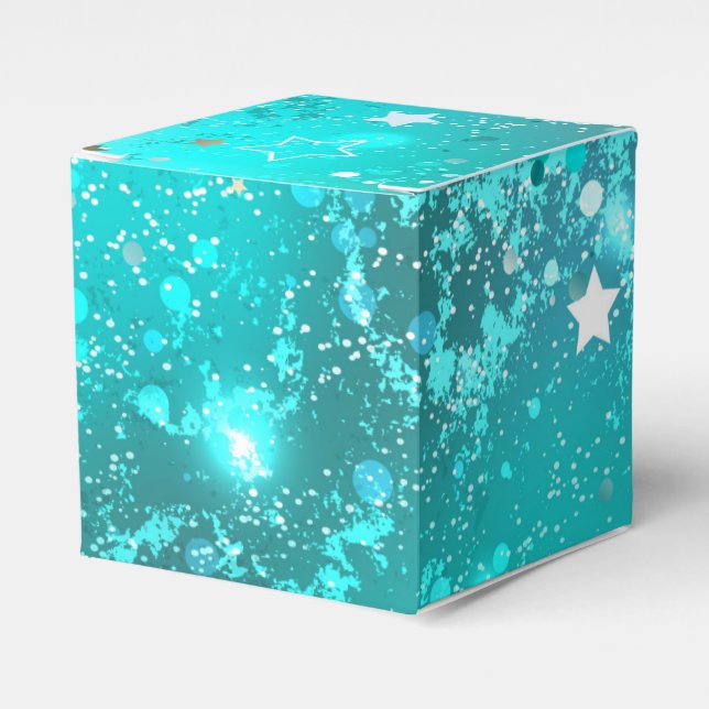 Mint Turquoise Foil Background Favor Box (Front Side)
