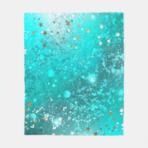 Mint Turquoise Foil Background Fleece Blanket