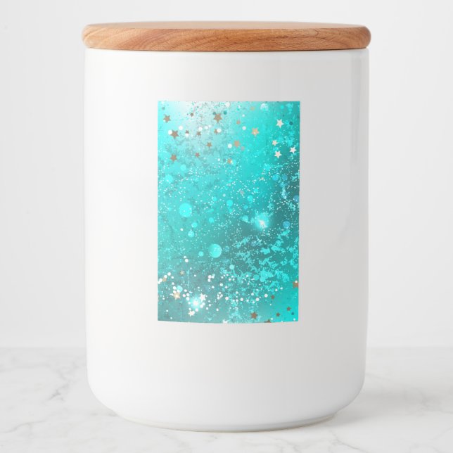 Mint Turquoise Foil Background Food Label (Front)