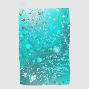 Mint Turquoise Foil Background Golf Towel