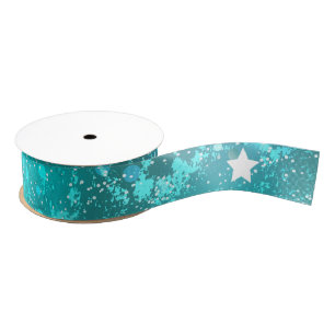 Mint Turquoise Foil Background Grosgrain Ribbon