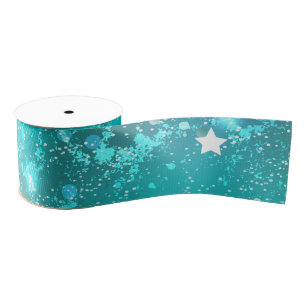 Mint Turquoise Foil Background Grosgrain Ribbon