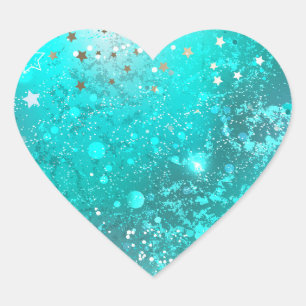 Mint Turquoise Foil Background Heart Sticker