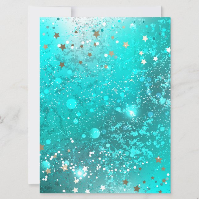 Mint Turquoise Foil Background Invitation (Front)
