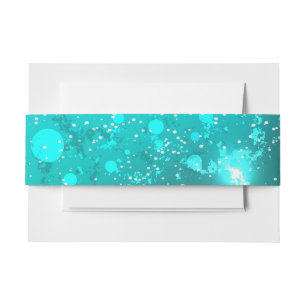 Mint Turquoise Foil Background Invitation Belly Band