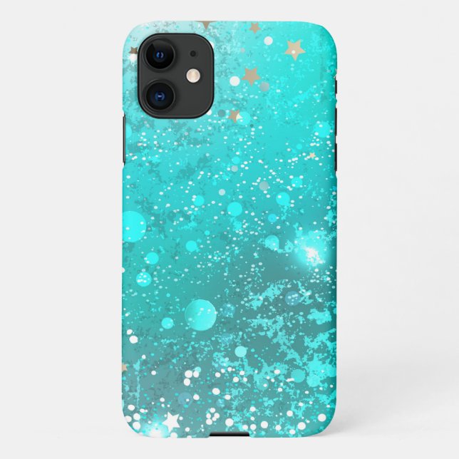 Mint Turquoise Foil Background iPhone Case (Back)