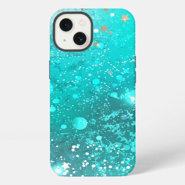 Mint Turquoise Foil Background iPhone Case (Back)