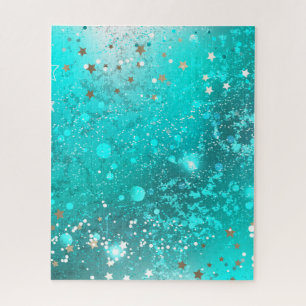 Mint Turquoise Foil Background Jigsaw Puzzle
