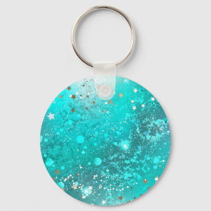 Mint Turquoise Foil Background Keychain