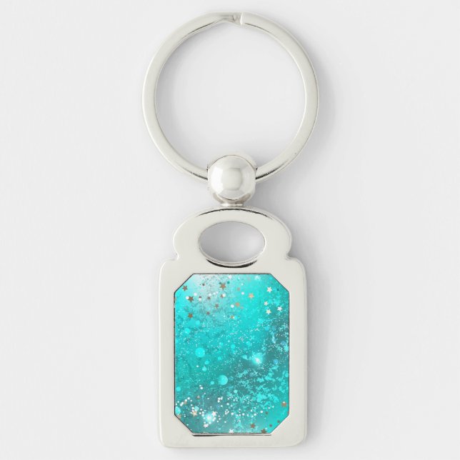 Mint Turquoise Foil Background Keychain (Front)