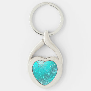 Mint Turquoise Foil Background Keychain