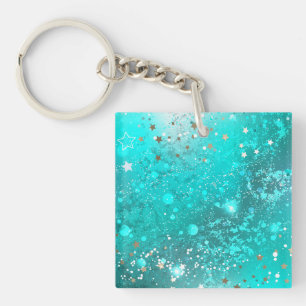 Mint Turquoise Foil Background Keychain