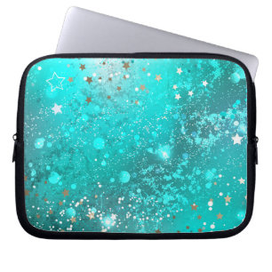 Mint Turquoise Foil Background Laptop Sleeve