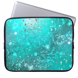 Mint Turquoise Foil Background Laptop Sleeve
