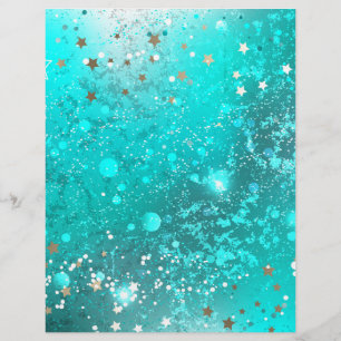 Mint Turquoise Foil Background Letterhead