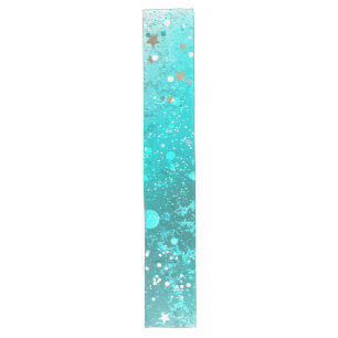 Mint Turquoise Foil Background Long Table Runner
